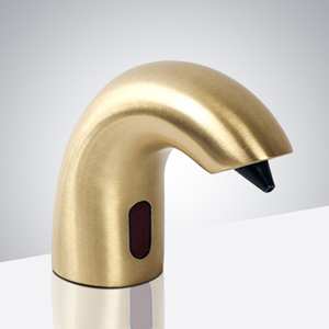 Luna Commercial Brushed Gold Finish Deck Mount Solid Brass Motion Sensor Soap Dispenser